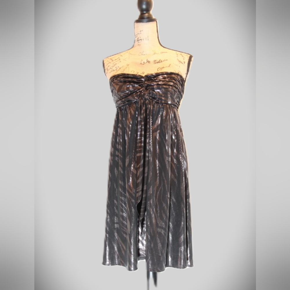 New w/ Tags! Express Strapless Black and Silver Textured Dress